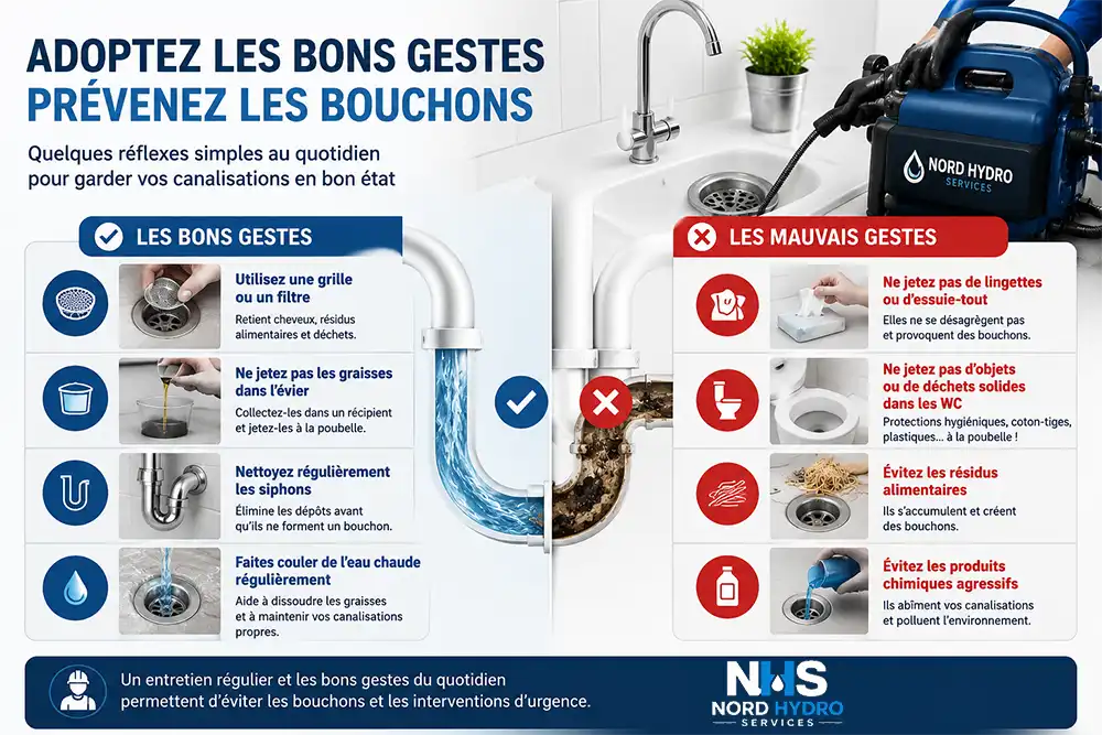 Conseils pour éviter une canalisation bouchée
