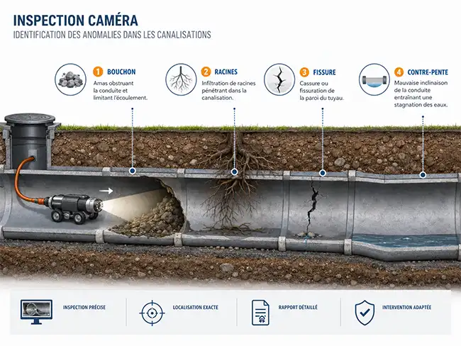 Schéma des zones de débouchage de canalisation dans une habitation