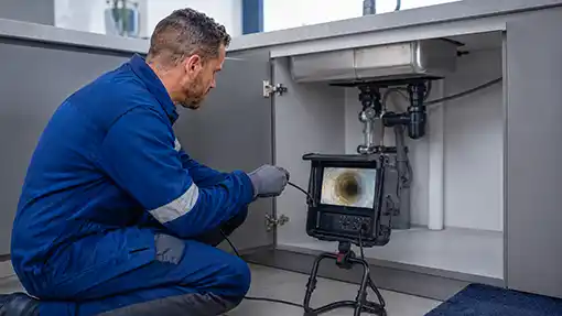 Inspection de canalisation avec caméra endoscopique sous évier