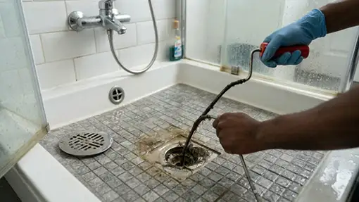 technicien-intervention-debouchage-sur-douche Débouchage d'une douche bouché par un technicien à Liévin